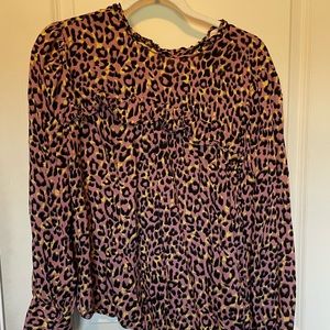 Loft print ruffle blouse